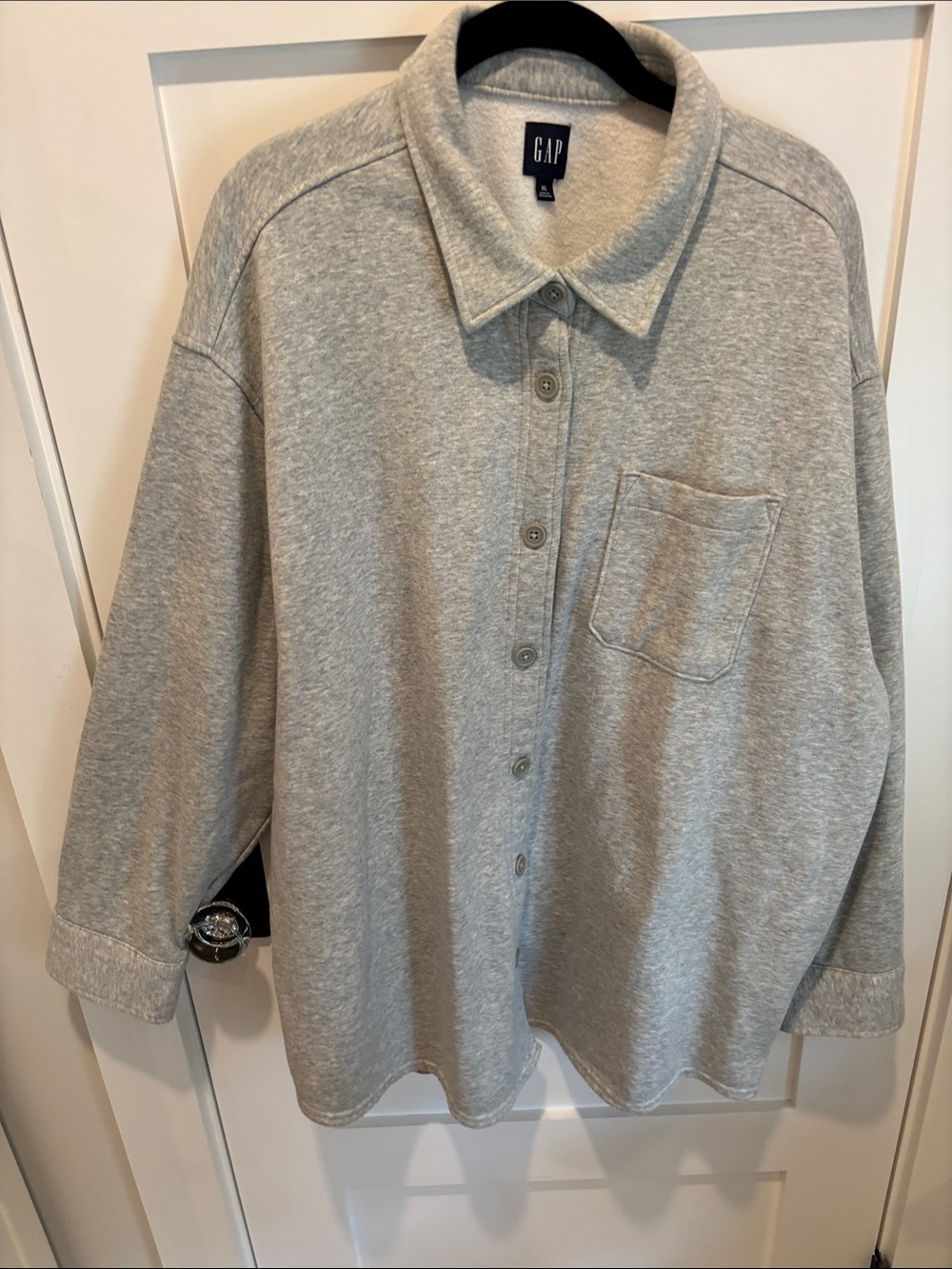 GREY GAP SWEATSHIRT/Fleece SHACKET